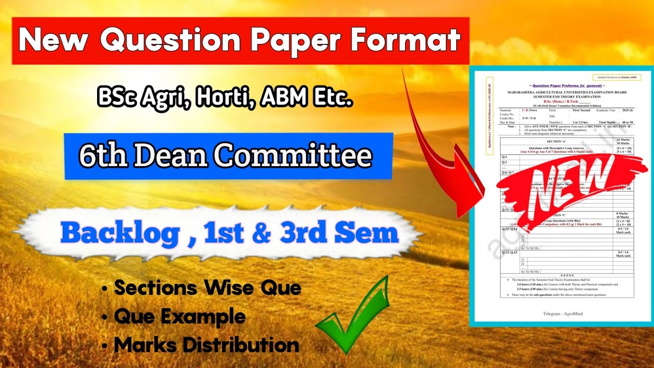 New 6th Dean Committee Question Paper Format Explained| AgroMind