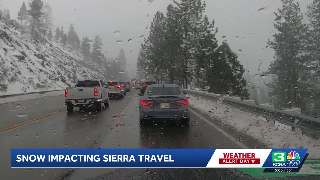 Sierra traffic delays as snow piles up; more Valley thunderstorms possible