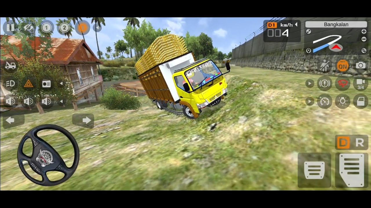 PERMAINAN TRUK CANTER MUAT TEBU HAMPIR TERGULING DI PINGGIR KALI - GAME BUS SIMULATOR INDONESIA
