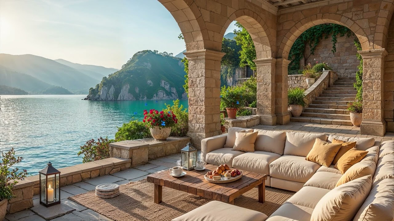 Positive February Jazz In Morning Ambience | Smooth Jazz In Warm Lakeside Cafe For Relaxing, Focus