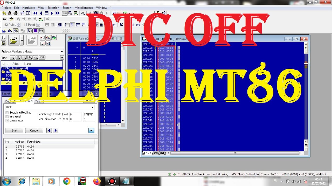 41) EXTRACT TABLE Hyundai Kia Delphi mt86 WINOLS DTC OFF. تعلم طريقة إلغاء الأعطال من هذا العقل