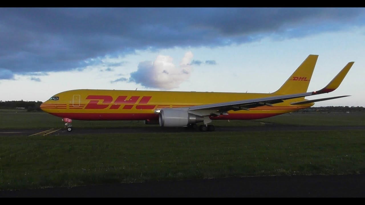 DHL Boeing 767-300ER & West Atlantic Boeing 737-800 taking off from Belfast International Airport.