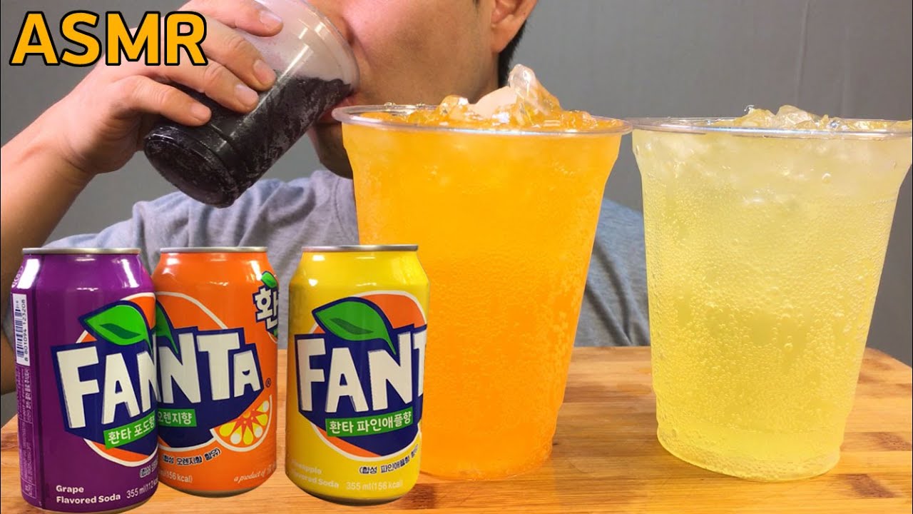 [ASMR] 환타 얼음컵 음료수 먹방 원샷 3종류 FANTA DRINGKING SOUNDS EATING SHOW(NO TALKING)CARBONATED DRINK ICE CUP