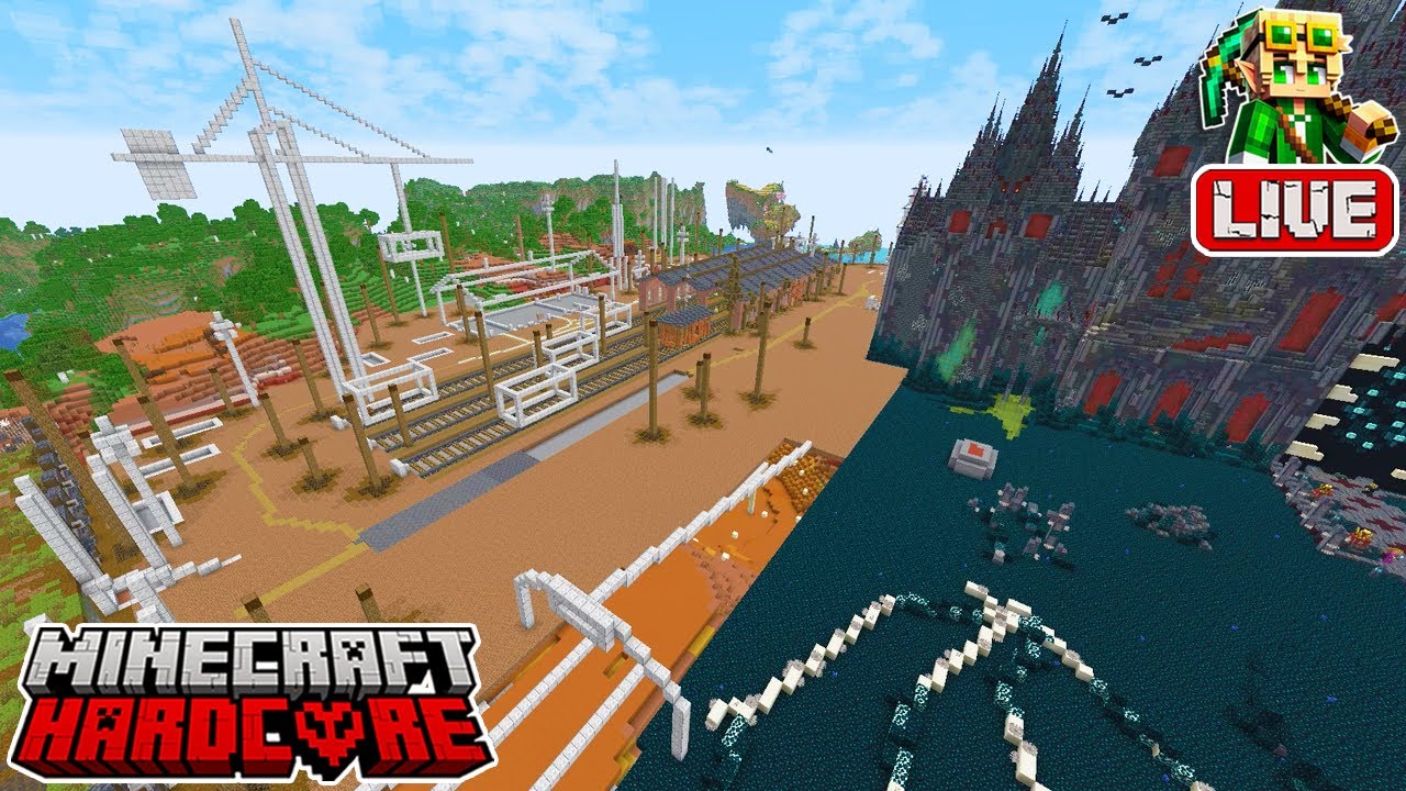 🔴 LIVE 🔴 Train Yard in my Fallout-Inspired Build in my 53,900 Day Hardcore Minecraft World