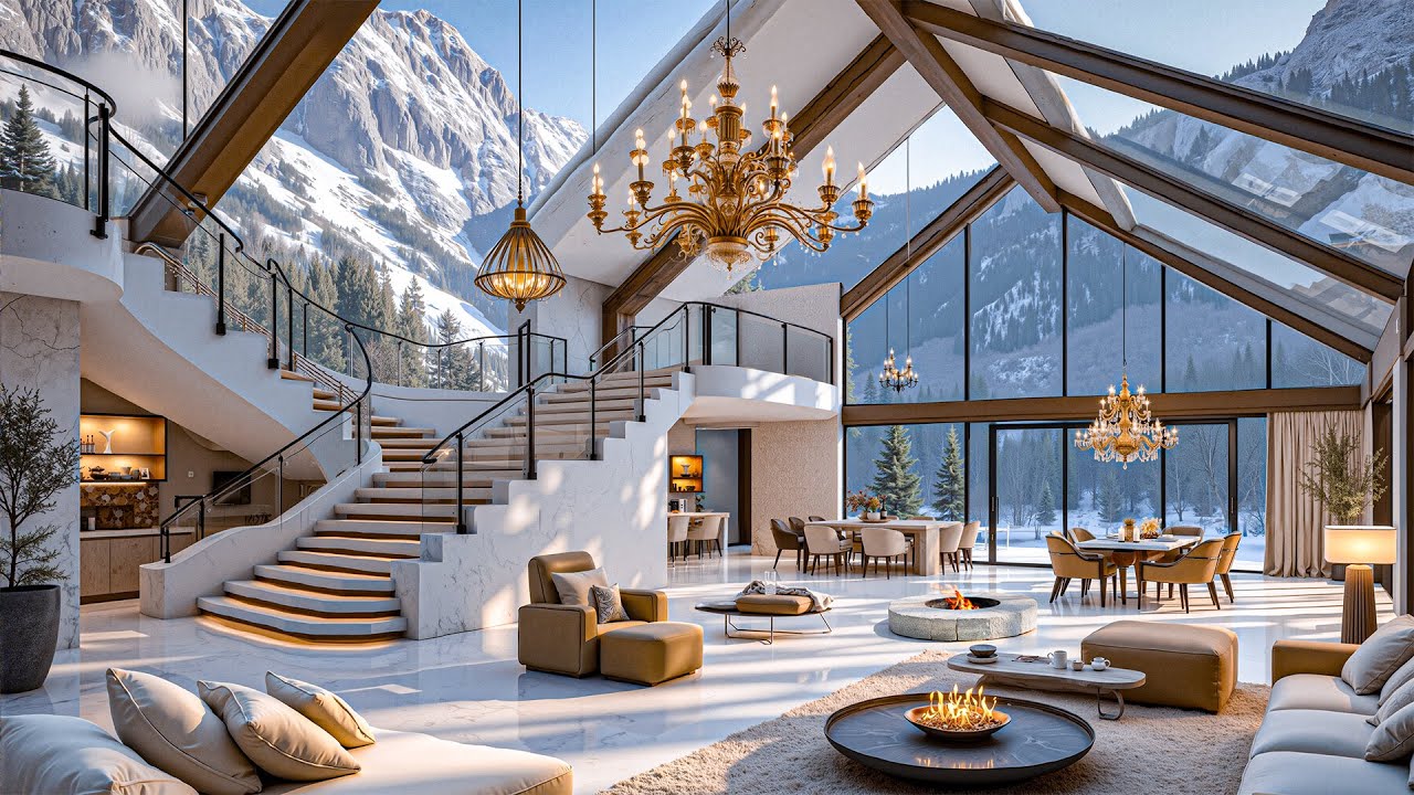 January Jazz At A Luxurious Villa In The Winter Forest - Cozy Jazz Music And Warm Winter Atmosphere