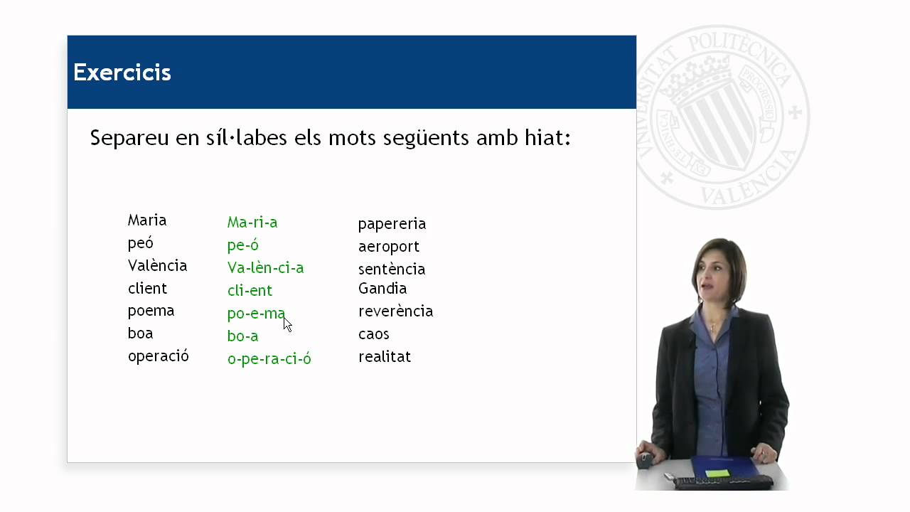 Síl·laba, diftong i hiat. Exercicis |  | UPV