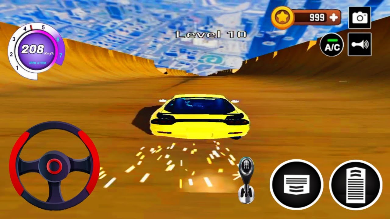 Yellow and Red Colour Ramp Car Racing Flyover-3D Game Ramp Car Stunt Racing Video- android Game Afik