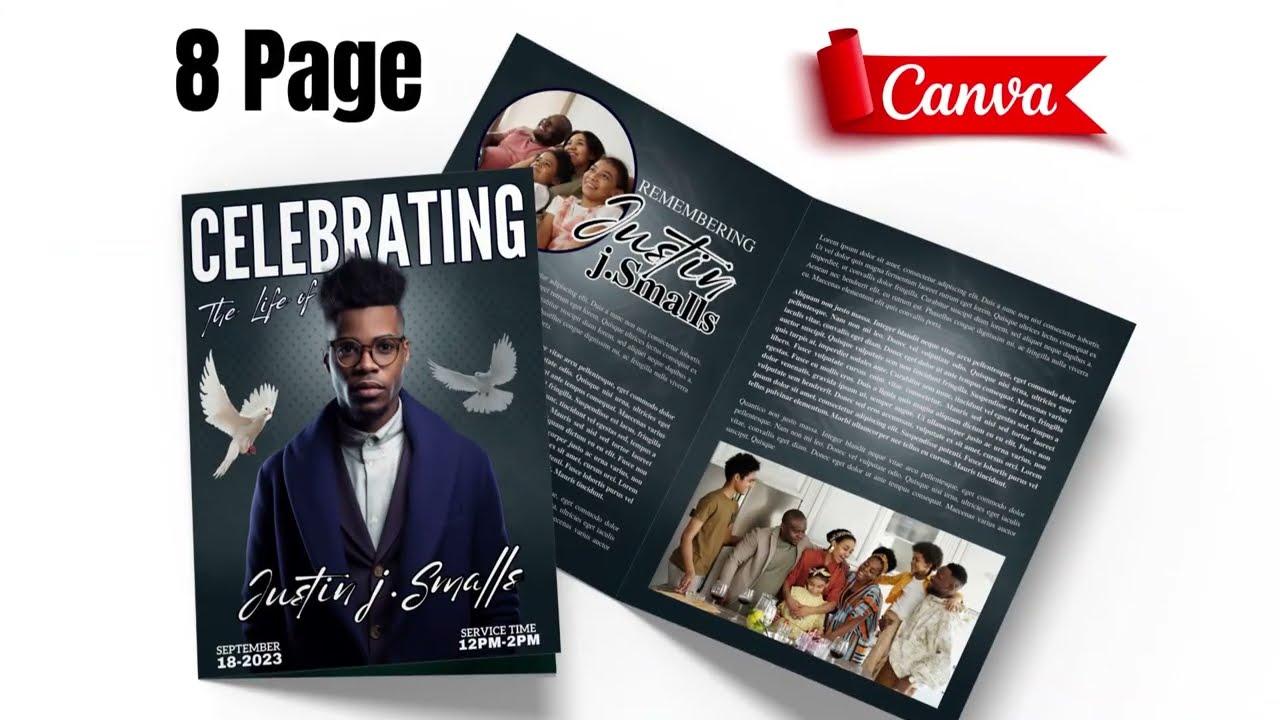 Editable Canva PDF Funeral Program Templates - funeral booklet template