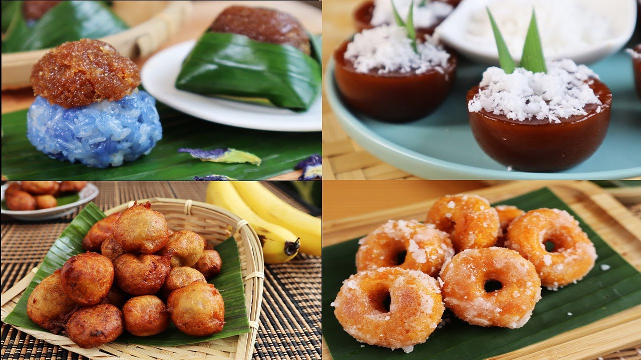 4款马来传统糕点食谱（椰糖杯仔糕，椰絲糯米飯 ，炸香蕉球，黄金蕃薯甜甜圈）
