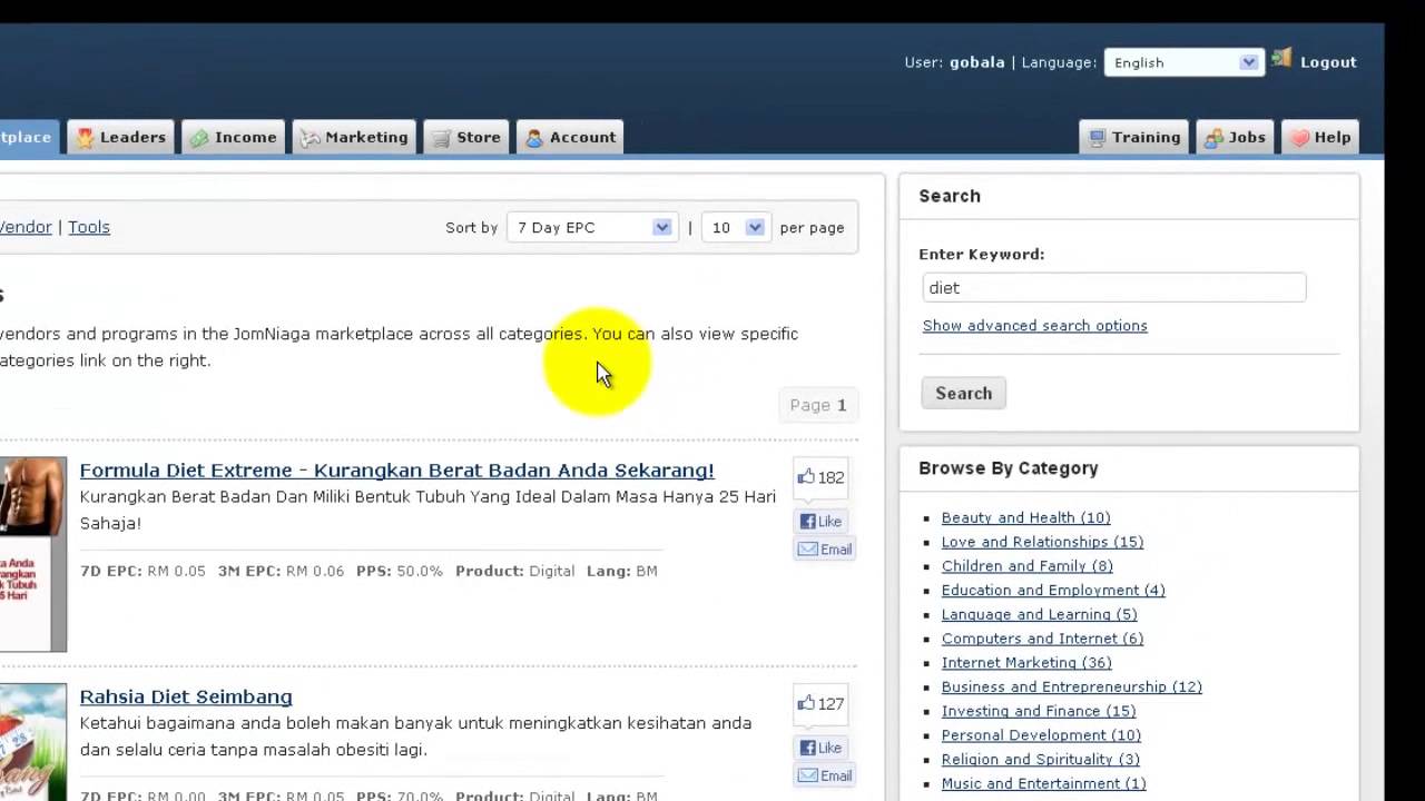 Using The JomNiaga Marketplace