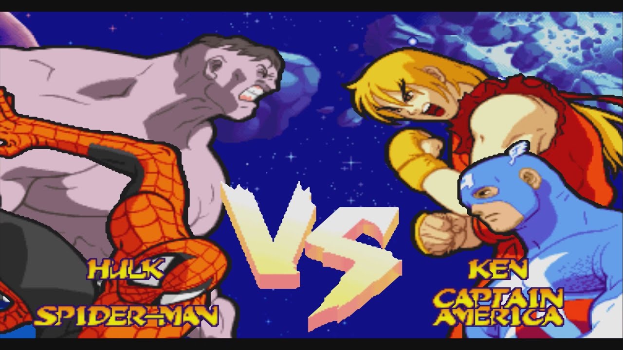 HULK & SPIDER - MAN vs KEN & CAPTAIN AMERICA - Marvel Super Heroes vs Street Fighter 1997
