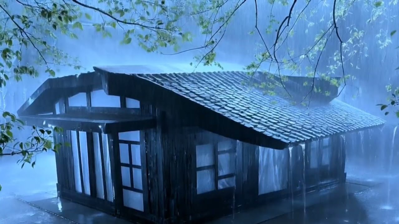 Full of Energy to Sleep Instantly with Heavy Rain & Fierce Thunder on the Farm Tent Roof at Night