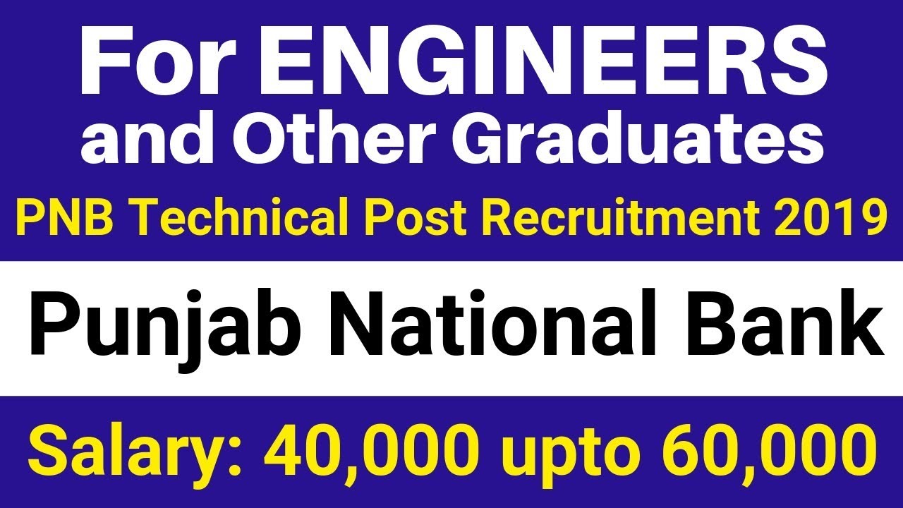 PNB Technical Post Recruitment Online form 2019 | Punjab National Bank Recruitment 2019