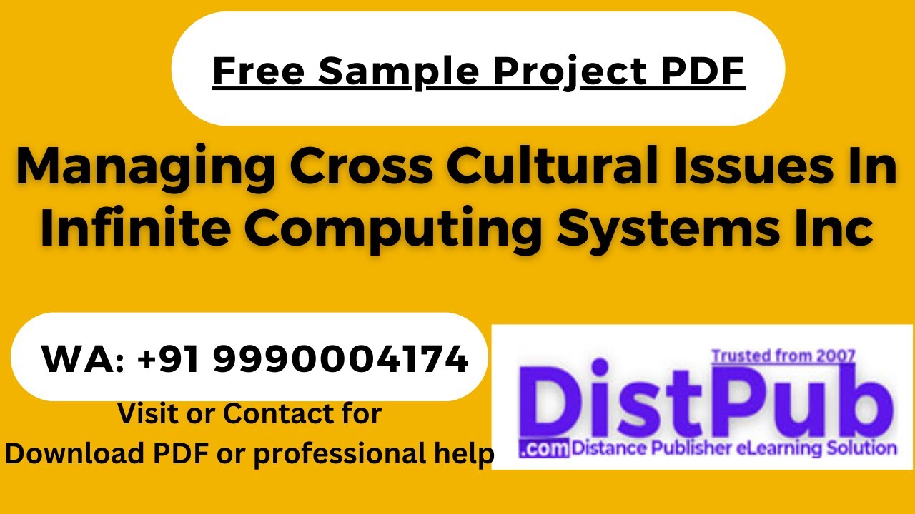 Project Report Sample PDF Managing Cross Cultural Issues In Infinite Computing Systems Inc