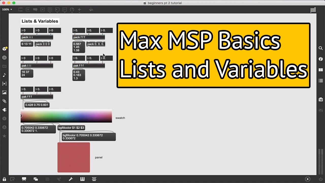 Учебное пособие по Max MSP — Абсолютные основы, часть 2 — Списки и переменные