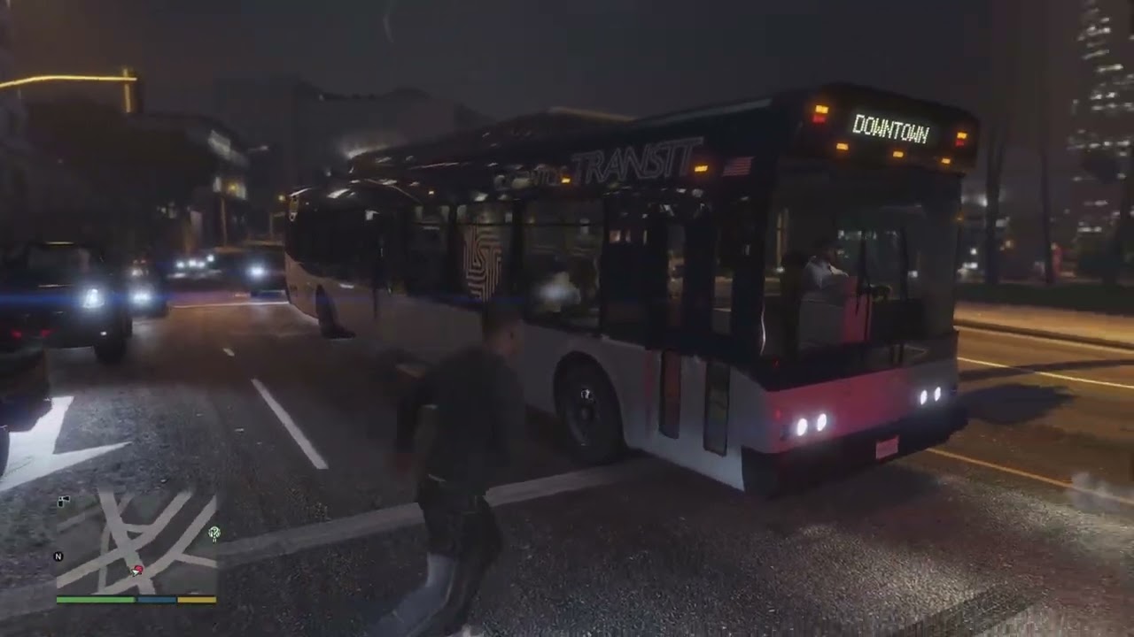 GRAND THEFT AUTO STORY MODE AND DRIVING IN THE NIGHTTIME WITH HEAVY TRAFFIC 