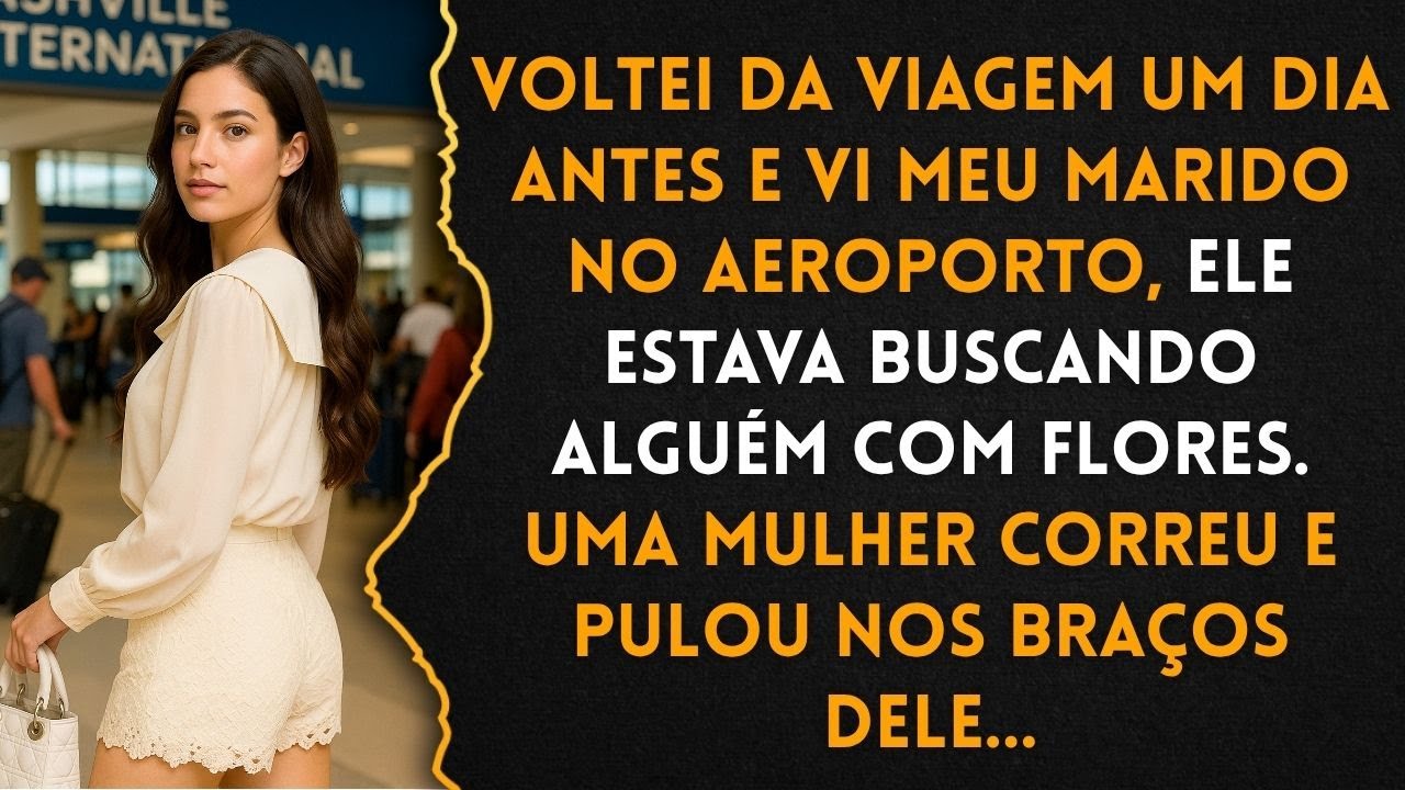 Voltei UM DIA ANTES e vi meu MARIDO no AEROPORTO com FLORES... ela PULOU em seus BRAÇOS...