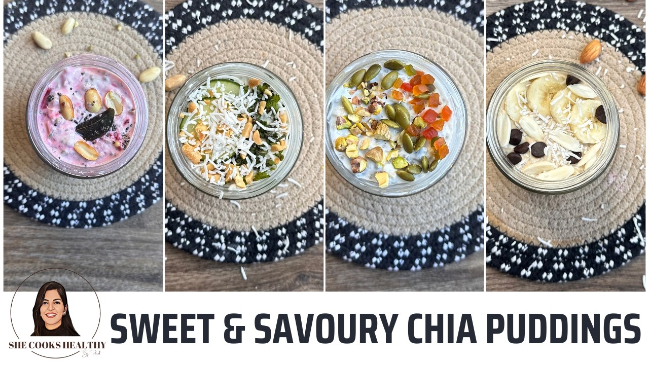 WEIGHTLOSS CHIA PUDDING | 4 Easy & High Protein Breakfast/Snack | Savoury Chia pudding | Meal Prep