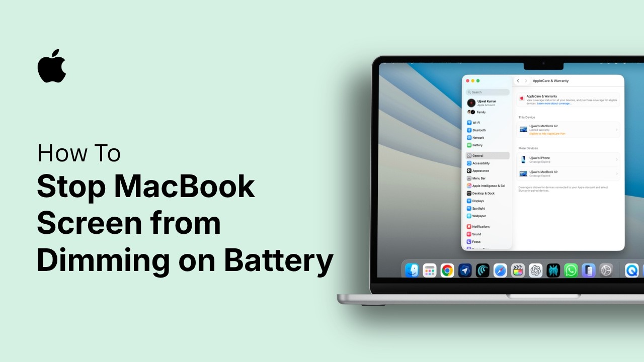 Как предотвратить затемнение экрана MacBook при работе от батареи