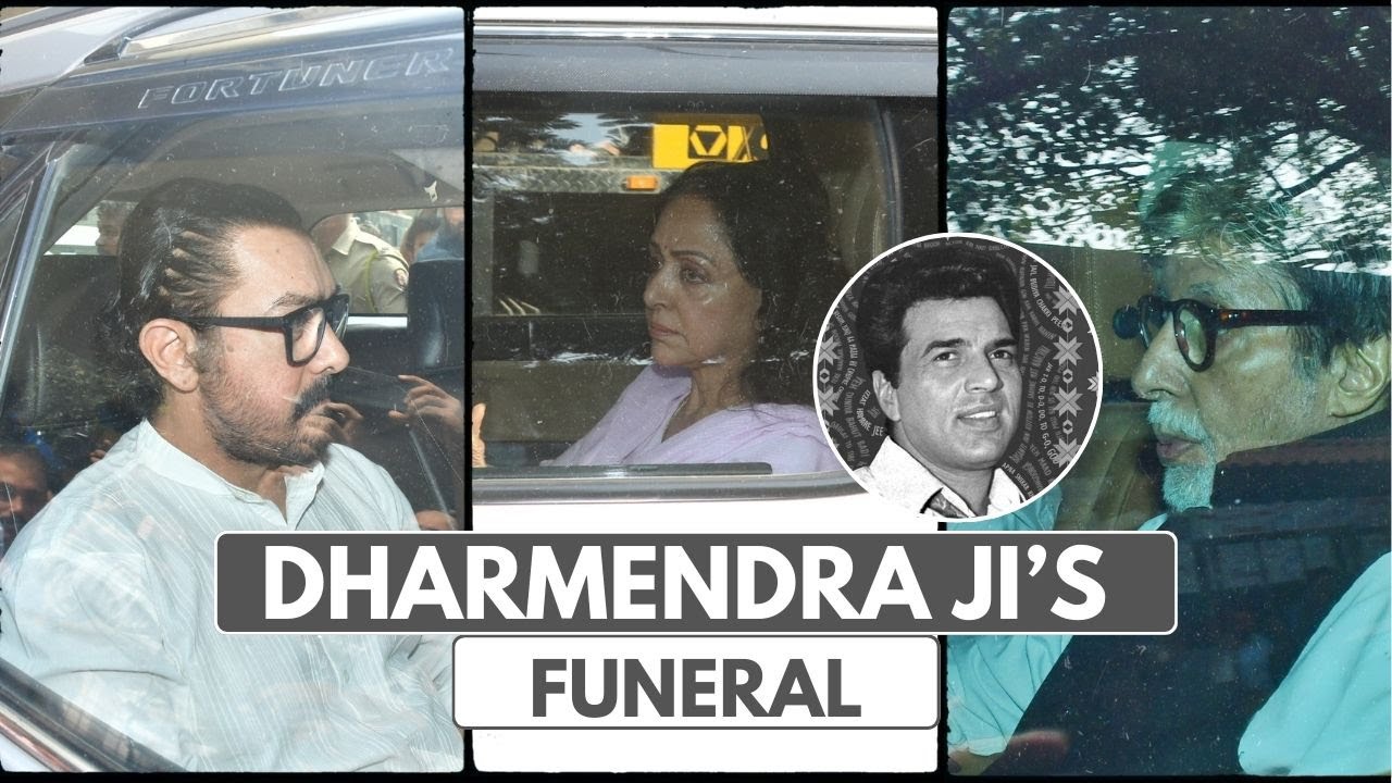 Hema Malini, Amitabh Bachchan, Aamir Khan & Others At Cremation Centre For Dharmendra Ji's Last Rite