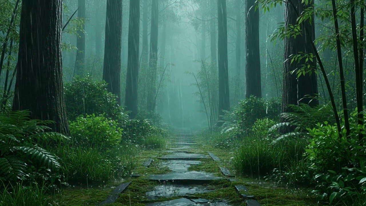 Peaceful Piano with Soft Rain in a Warm Bedroom, Window Whispers Easing Stress into Relaxation