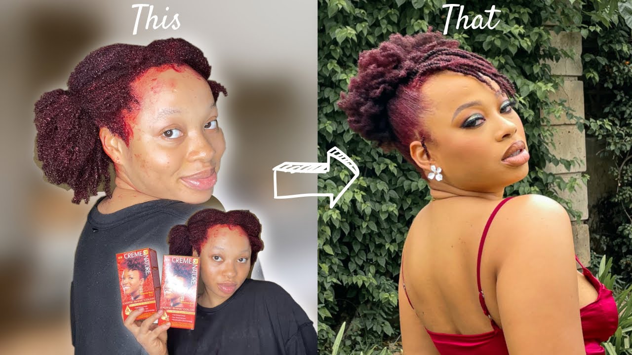 FIRST time Dying My Natural Hair |Crème of Nature Burgundy Blaze | No bleach! | for beginners!