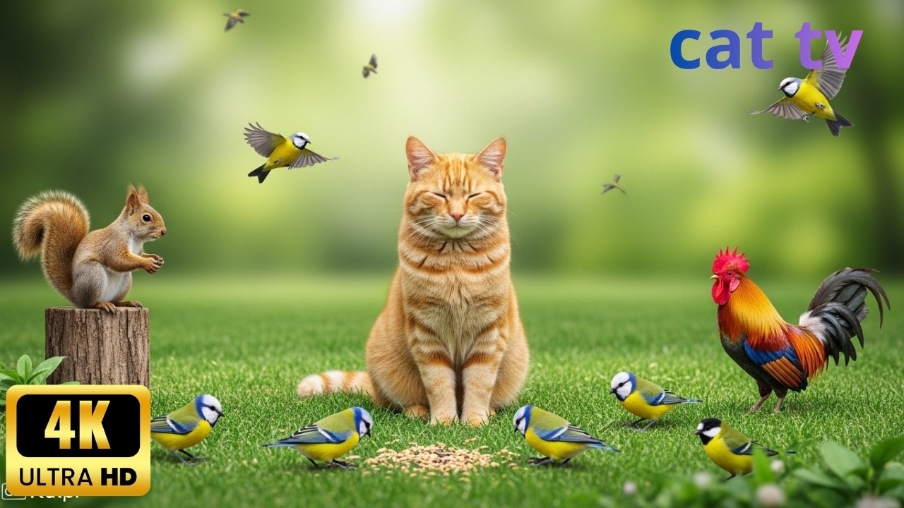 Cat TV Peaceful Garden Birds & Budgies 🌿🦜 | 4 Hours 4K Calm | Nature Friends for Cats