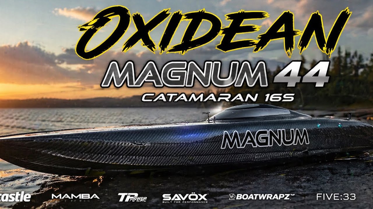 Oxidean Marine Magnum 44 twin 8s catamaran. Maiden run. RC boat