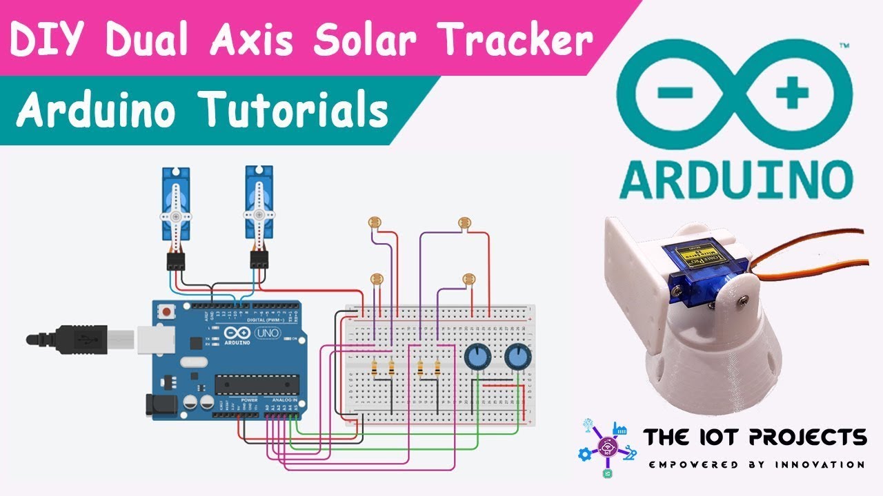 Dual Axis Solar Tracker Arduino Project Using LDR and Servo Motors