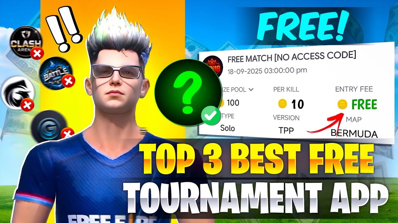 Top 3 Only Free💰 Tournament Apps 🔥 Entry ₹0 🤑 Per Kill ₹10🤯 | Best Free Tournament Apps😍
