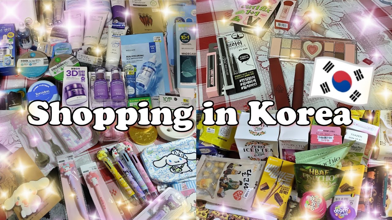 Shopping in Korea 🇰🇷 £600 Skincare, Makeup, Korean snacks, HUGE Kbeauty haul 🛍️, oliveyoung 🫒 daiso