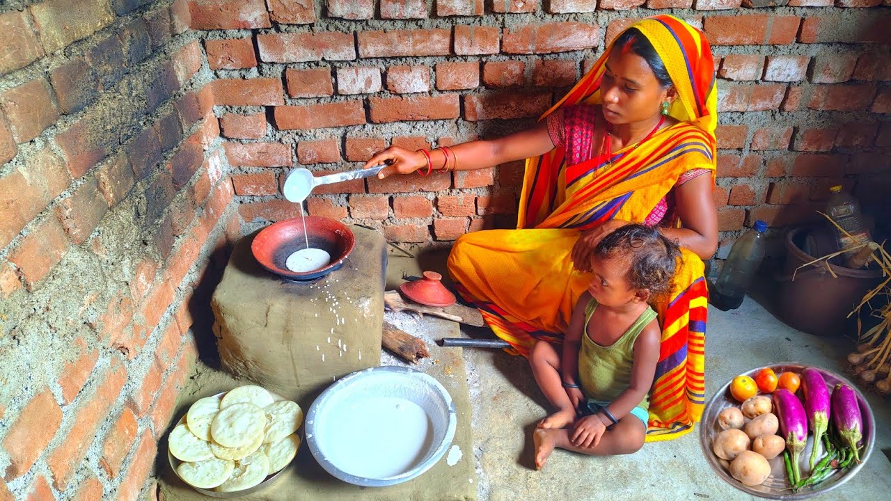 Unique Dhakan ROTi Recipe || The Traditional Food || Breakfast Recipe in Village || Milk with rice 