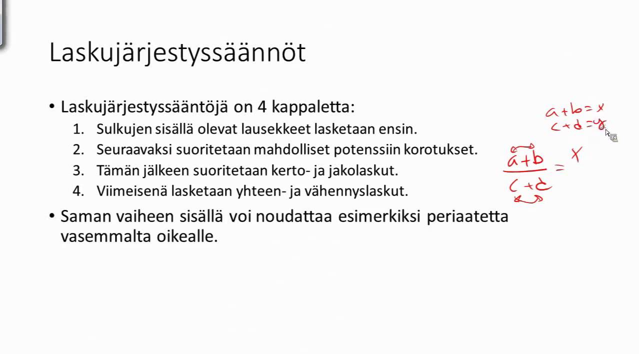 Talousmatematiikka - luentomateriaalit - laskuj&auml;rjestys 300114