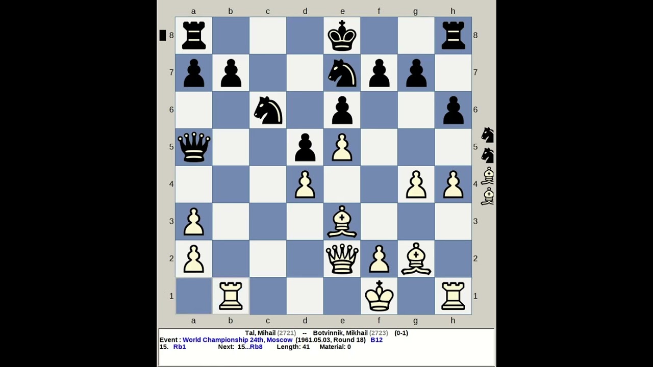 Tal, Mihail vs Botvinnik, Mikhail | World Chess Championship 24th 1961, Moscow Russia R18