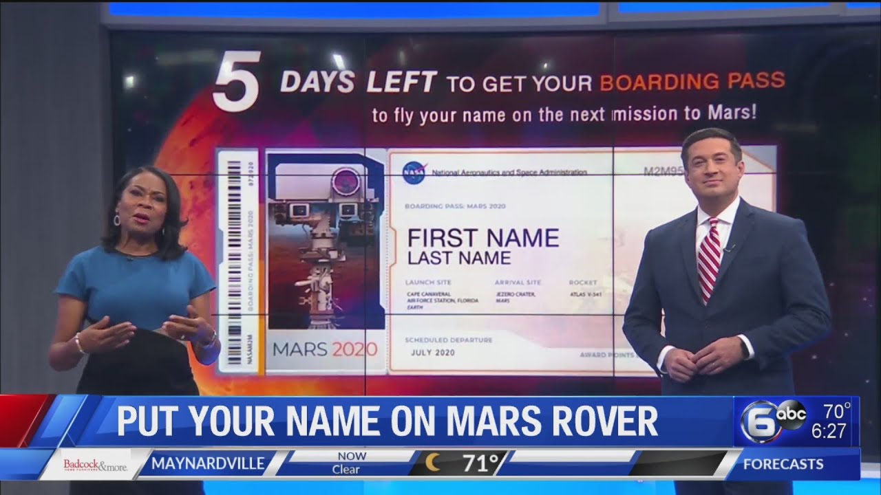 NASA: Send your name to Mars aboard 2020 Rover