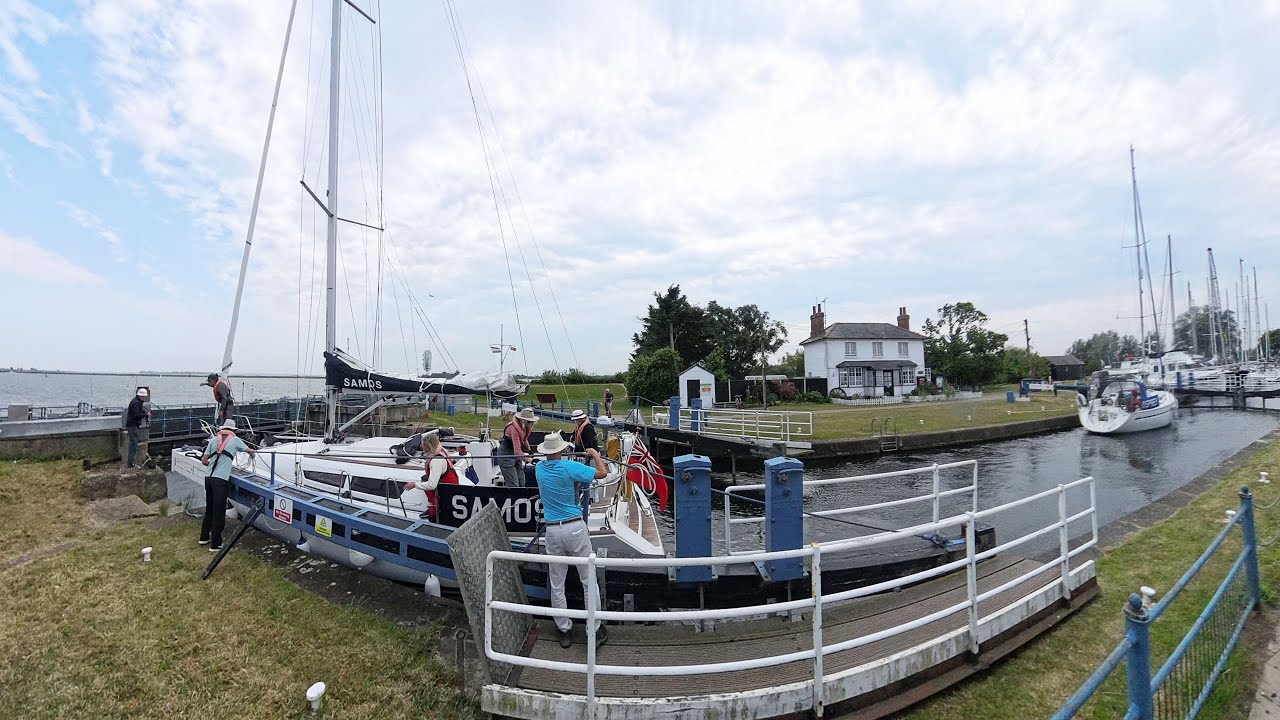 Walk around the Essex Port of Heybridge Basin and see the sea lock open to allow a vessel to pass.