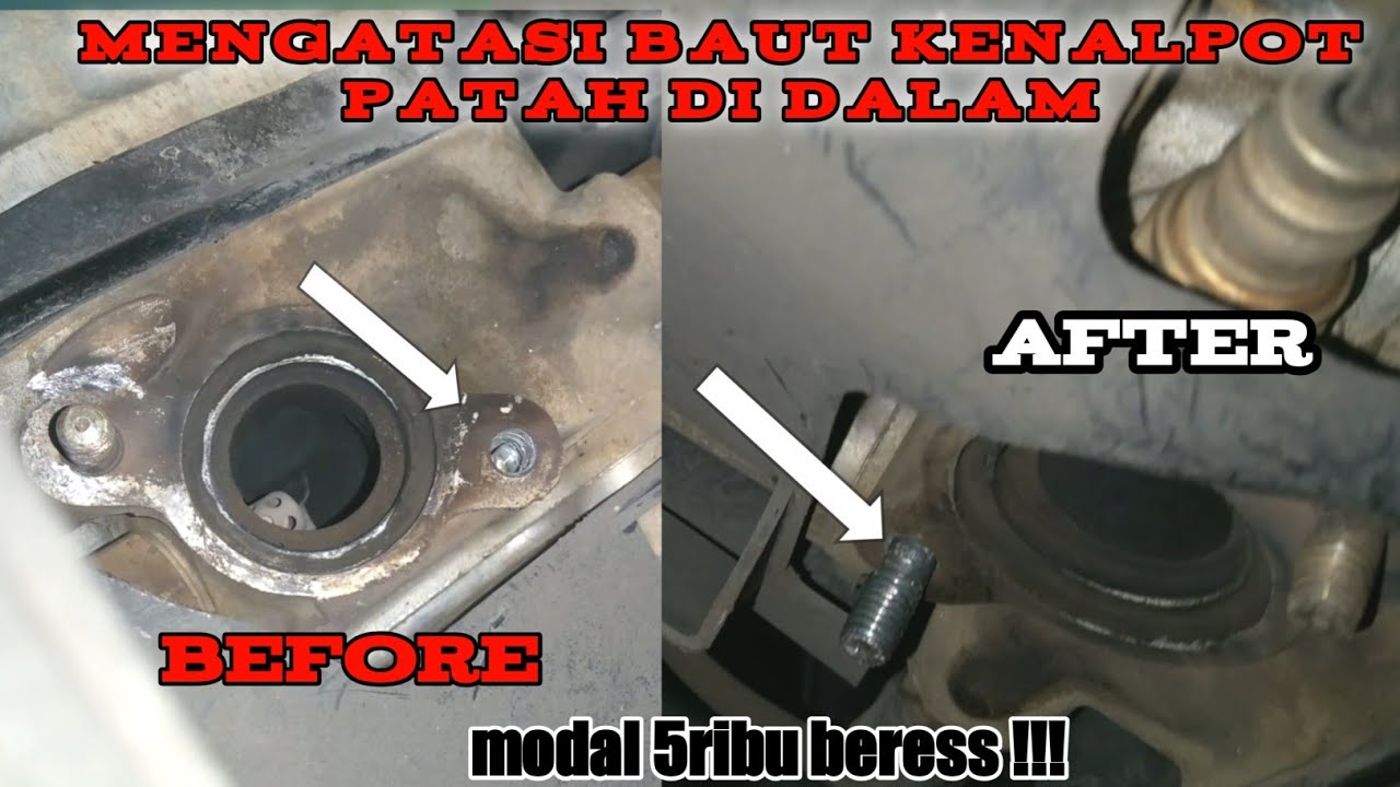 mengatasi baut knalpot patah di dalam - cukup 5ribu beres !!