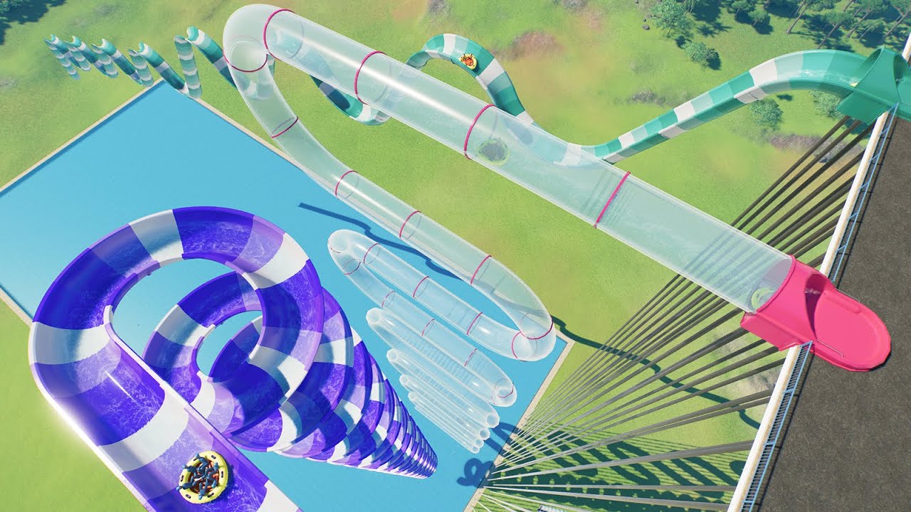 Snake vs Spiral vs Wavy Raft Flumes - Planet Coaster 2