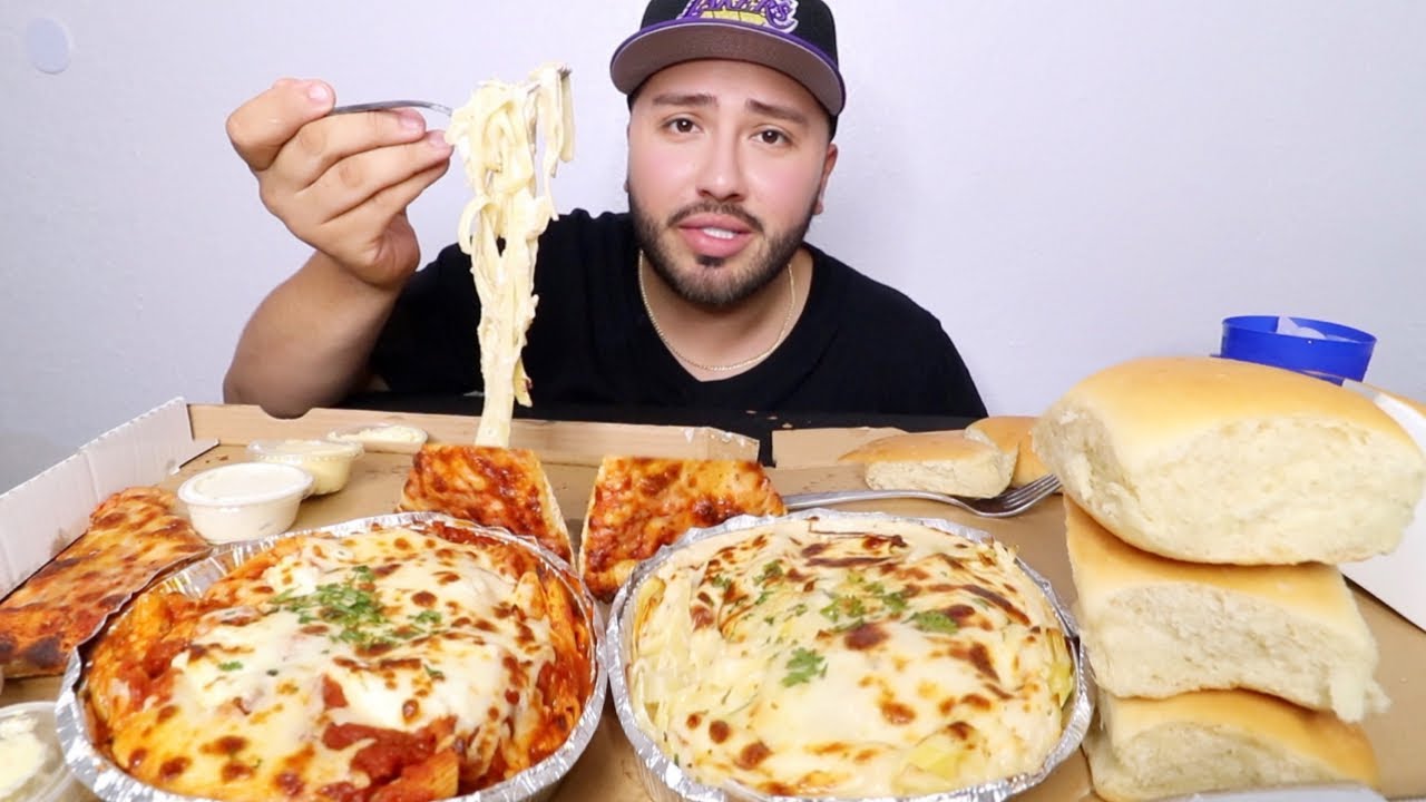 BAKED ZITI + FETTUCCINI ALFREDO + PIZZA | ITALIAN FOOD MUKBANG