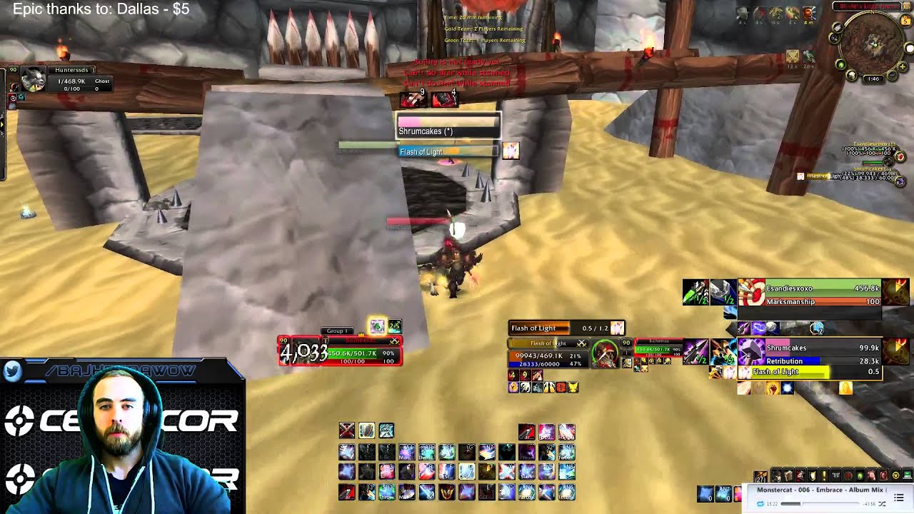 Bajheera - Warrior 1v2 Comeback vs Ret/Hunter :D - 5.4 Warrior PvP