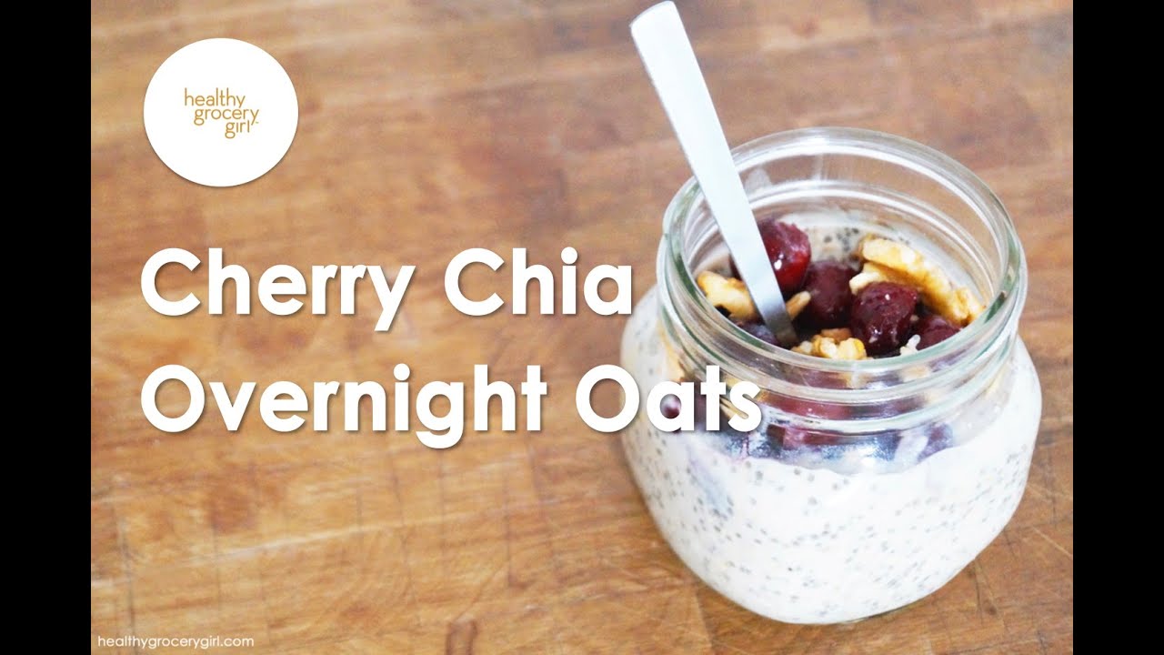 Cherry Chia Overnight Oats // Fast Healthy Breakfast Recipe // Healthy Grocery Girl®
