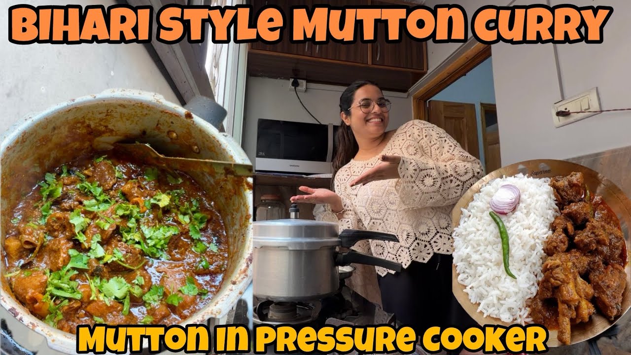 Bihari Style ‘MUTTON CURRY’ Banayi Aaj😋 | बिहारी मटन In Pressure Cooker | Shivani Singh Vlog #recipe
