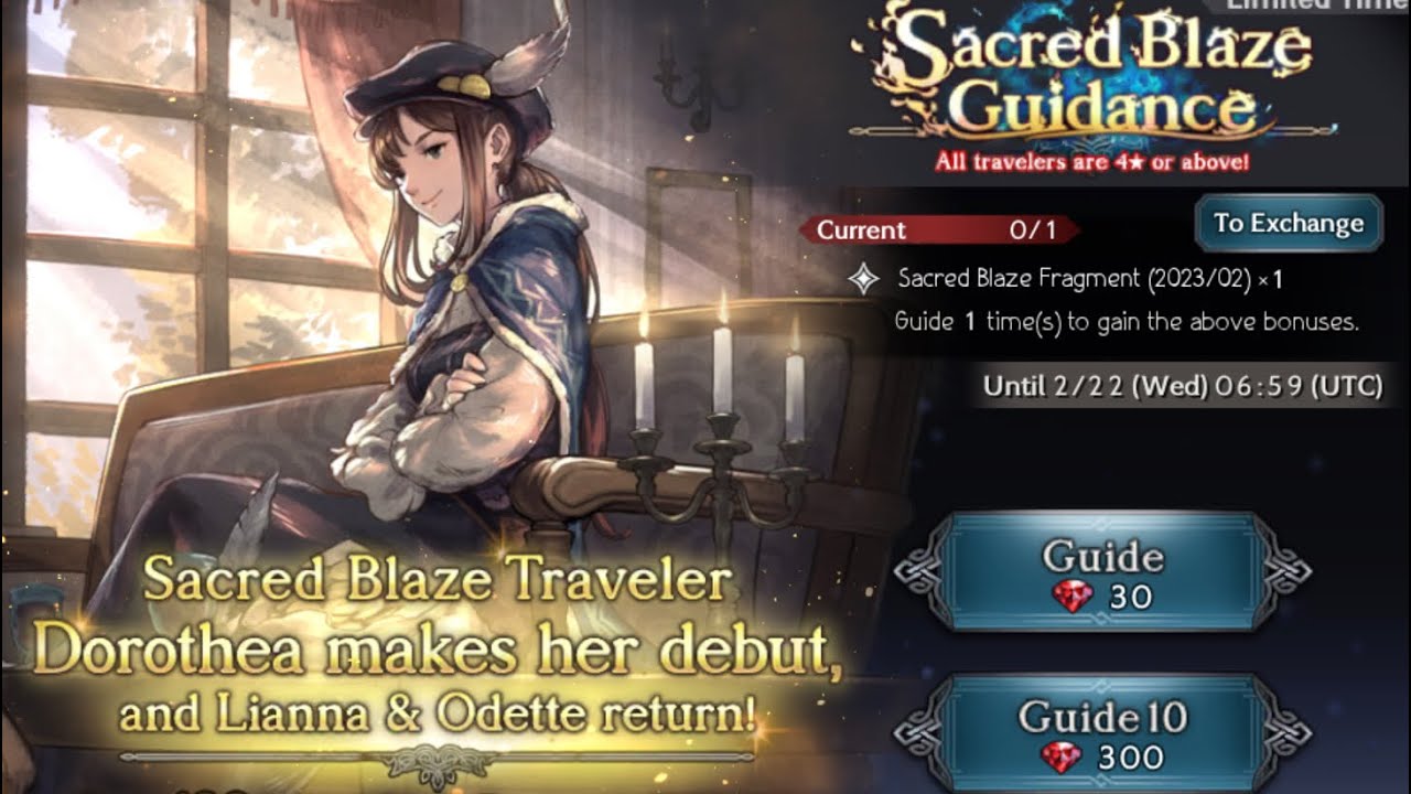 Burn 2100 rubies on Sacred Blaze Guidance banner - Let’s play Octopath Traveler: CotC
