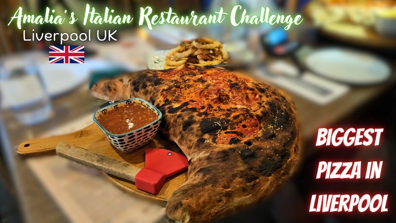 Biggest Pizza in Liverpool  Amalia's Italian Restaurant Whole Pizza Challenge in United Kingdom