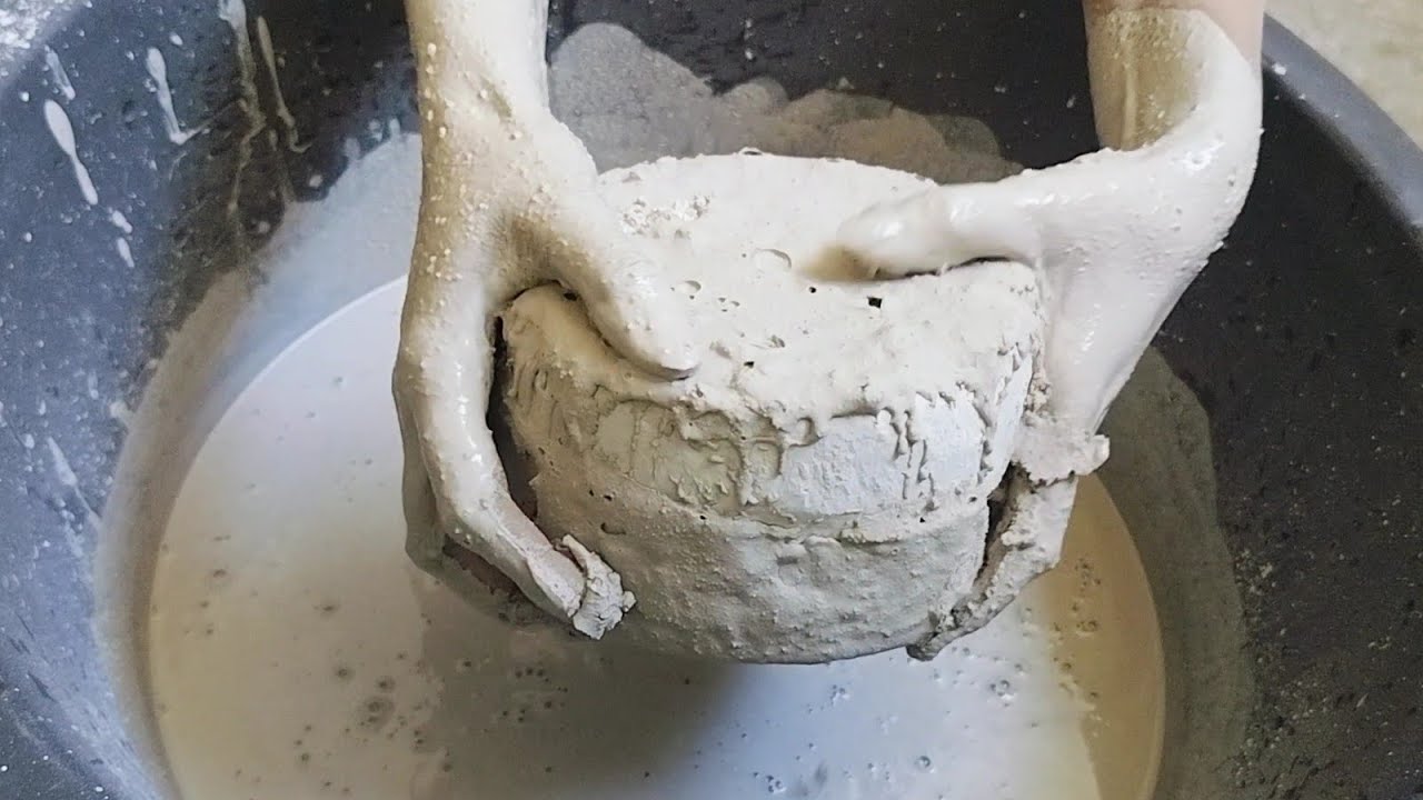 Pure creamy white marble dirt dry clay 🍯 or 💦 crumbling 🔥 mixing #satiafying #puremud 