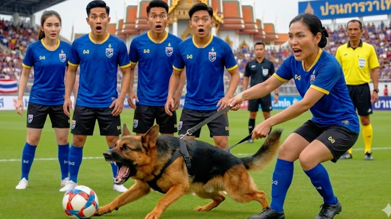 สุนัขเห่าใส่ลูกฟุตบอลอย่างบ้าคลั่งในคืนชิงชนะเลิศ – ตำรวจเข้าตรวจสอบและสั่งปิดสนามทันที!