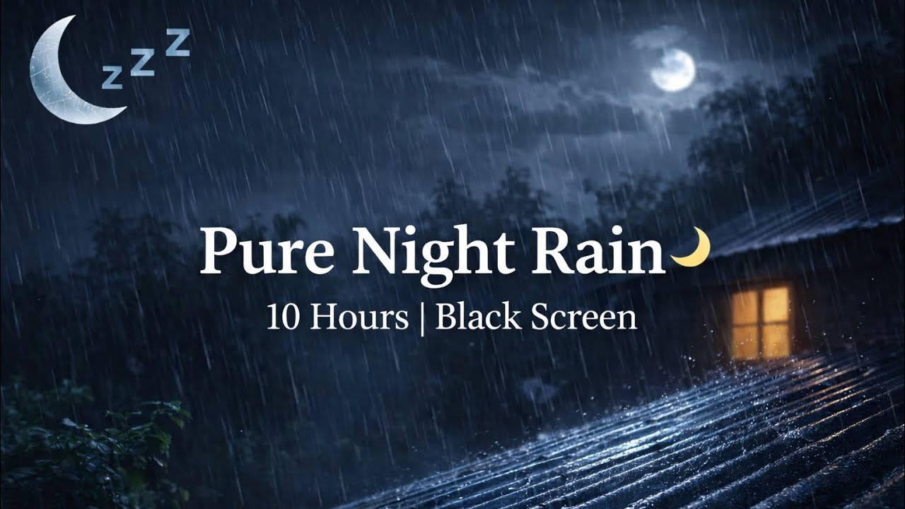 Pure Night Rain 🌧️ | 10 Hours of Continuous Sleep Sound | Black Screen