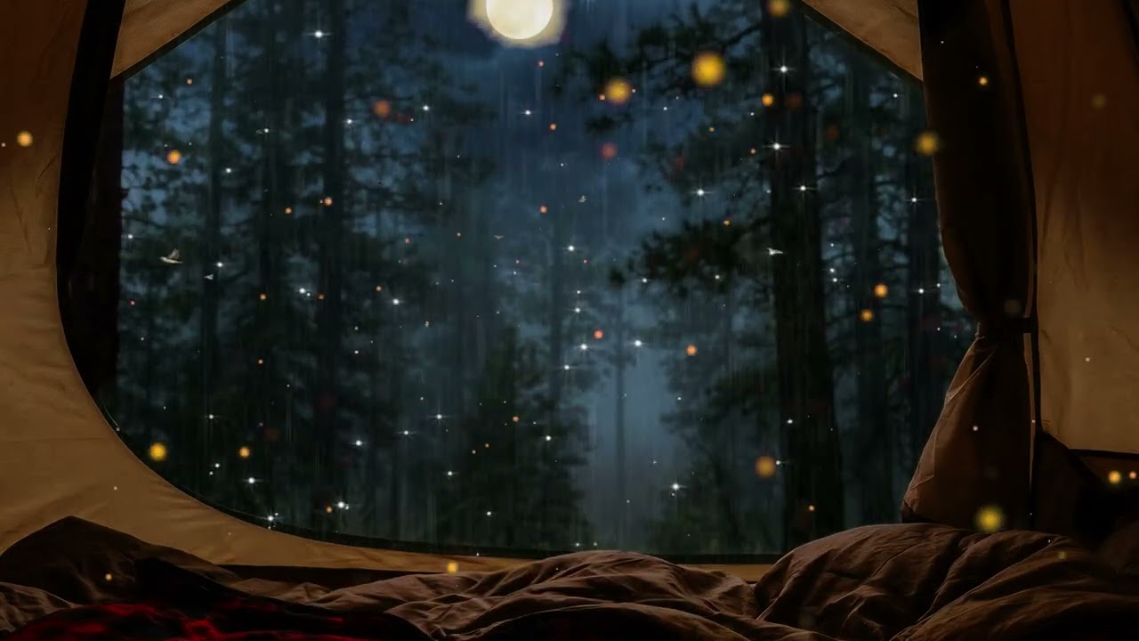 Camping in Heavy Rain by the Lake | Rain on Tent Sounds for Relaxing Sleep Ambience