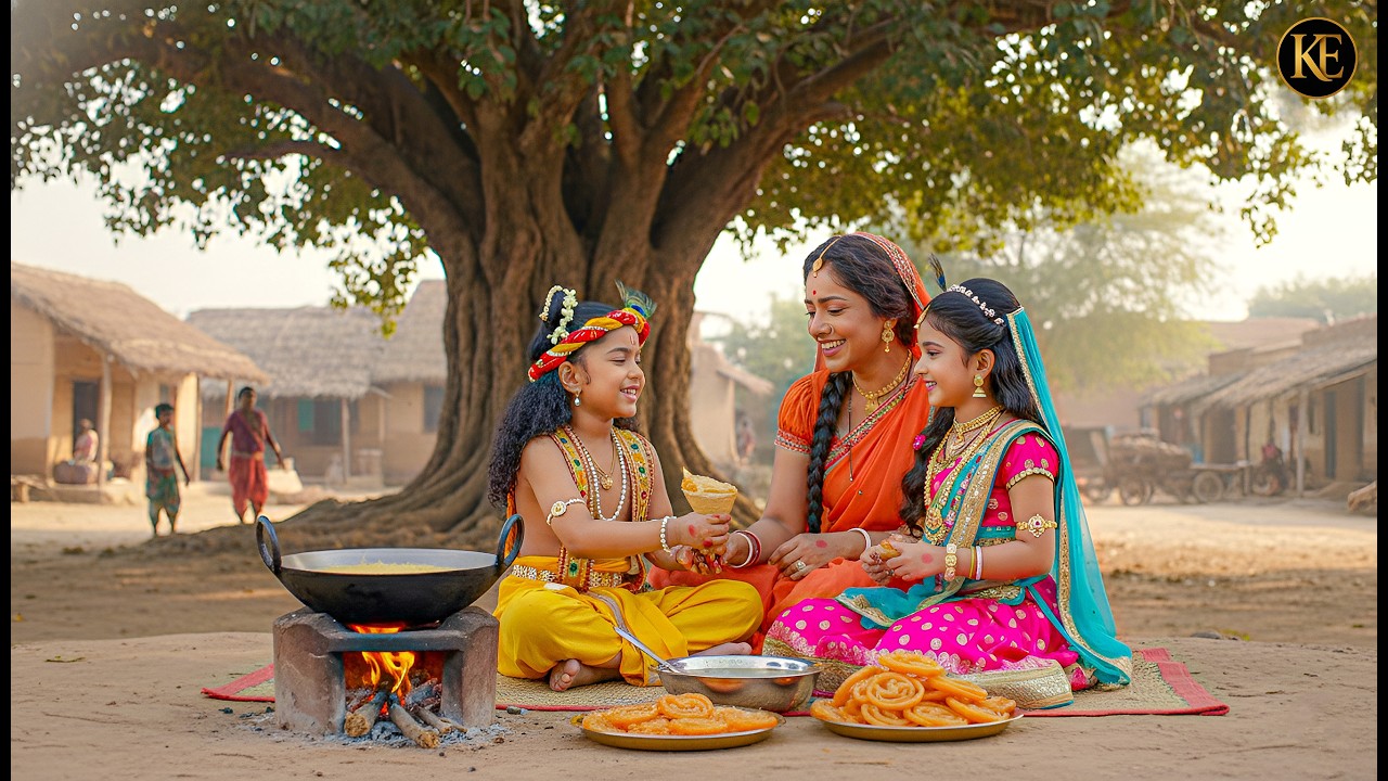 “यशोदा मैया ने बाल कान्हा और राधा के लिए जलेबी बनाई || यशोमती मईया के नंदलाला || Krishan leela