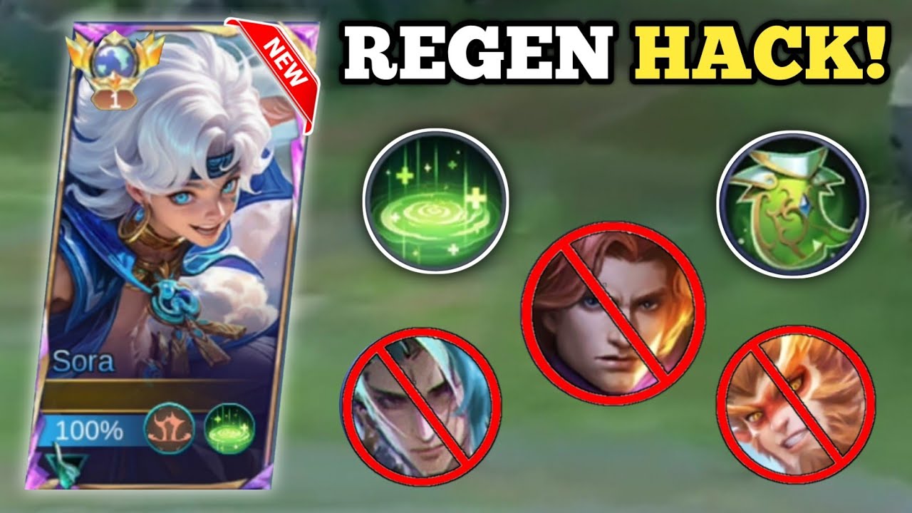 SORA REGEN HACK VS. META HEROES! (hard match!👻) SORA BEST BUILD -MLBB